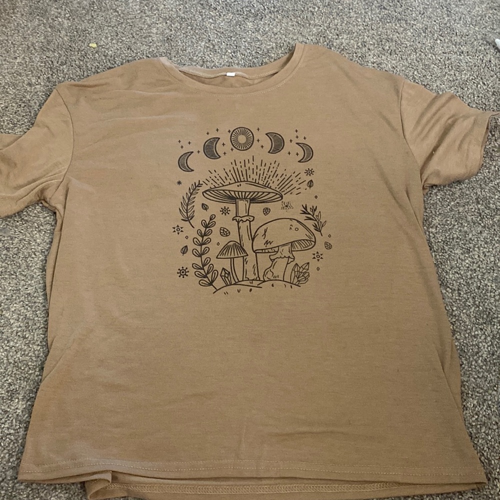 shein tan mushroom shirt